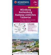 Radkarten Kompass-Fahrradkarte 3372, Würzburg, Frankenhöhe, Rothenburg 1:70.000 KOMPASS freytag & berndt