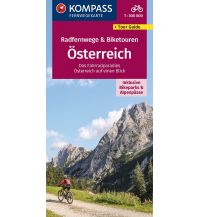 Cycling Maps KOMPASS Radfernwegekarte Radfernwege & Biketouren Österreich - Übersichtskarte 1:300.000 Kompass-Karten GmbH