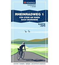 Cycling Maps Germany KOMPASS Fahrrad-Tourenkarte Rheinradweg 1 1:50.000 Kompass-Karten GmbH