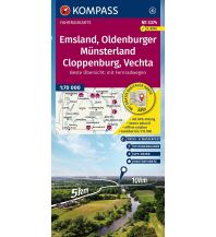 Radkarten Deutschland KOMPASS Fahrradkarte 3374 Emsland, Oldenburger Münsterland, Cloppenburg, Vechta mit Knotenpunkten 1:70.000 KOMPASS freytag & berndt