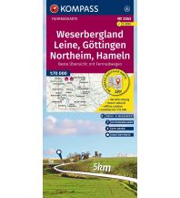 Radkarten Deutschland KOMPASS Fahrradkarte 3363 Weserbergland, Leine, Göttingen, Northeim, Hameln mit Knotenpunkten 1:70.000 KOMPASS freytag & berndt