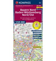 Radkarten Deutschland KOMPASS Großraum Fahrradkarte 3710, Bayern Nord, Baden-Württemberg Nord/Ost 1:125.000 Kompass-Karten GmbH