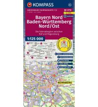 Radkarten Deutschland KOMPASS Großraum Fahrradkarte 3710, Bayern Nord, Baden-Württemberg Nord/Ost 1:125.000 KOMPASS freytag & berndt