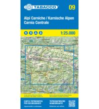 Mountainbike-Touren - Mountainbikekarten Tabacco-Karte 09, Alpi Carniche/Karnische Alpen, Carnia Centrale 1:25.000 Tabacco