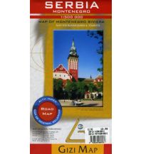 Straßenkarten Serbia, Kosovo, Montenegro, Road Map Gizi Map