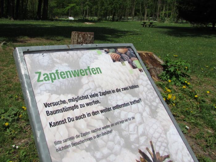 Zapfenwerfen am Naturlehrpfad Hermesvillapark